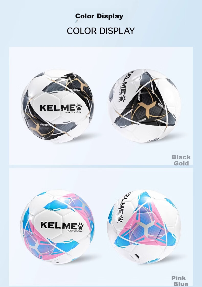 KELME Hot-Melt Soccer Ball for Youth Professional Competition Training, Wear-Resistant Standard Size 4 Ball, Navy Blue And Red, Size 4 13