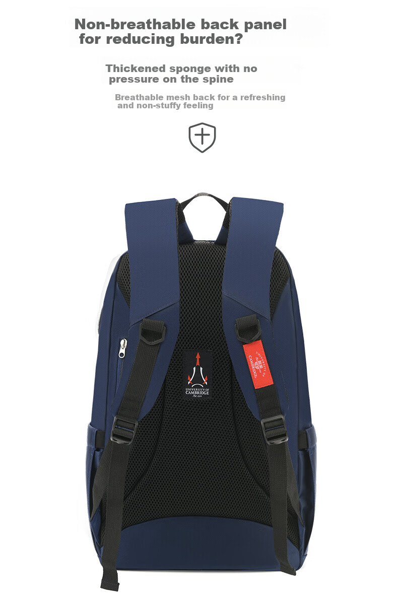 UNIVERSITY OF CAMBRIDGE British Cambridge Middle School Student Backpack for Boys, Large Capacity Lightweight Shoulder Bag for High School Students CA325 Blue 5