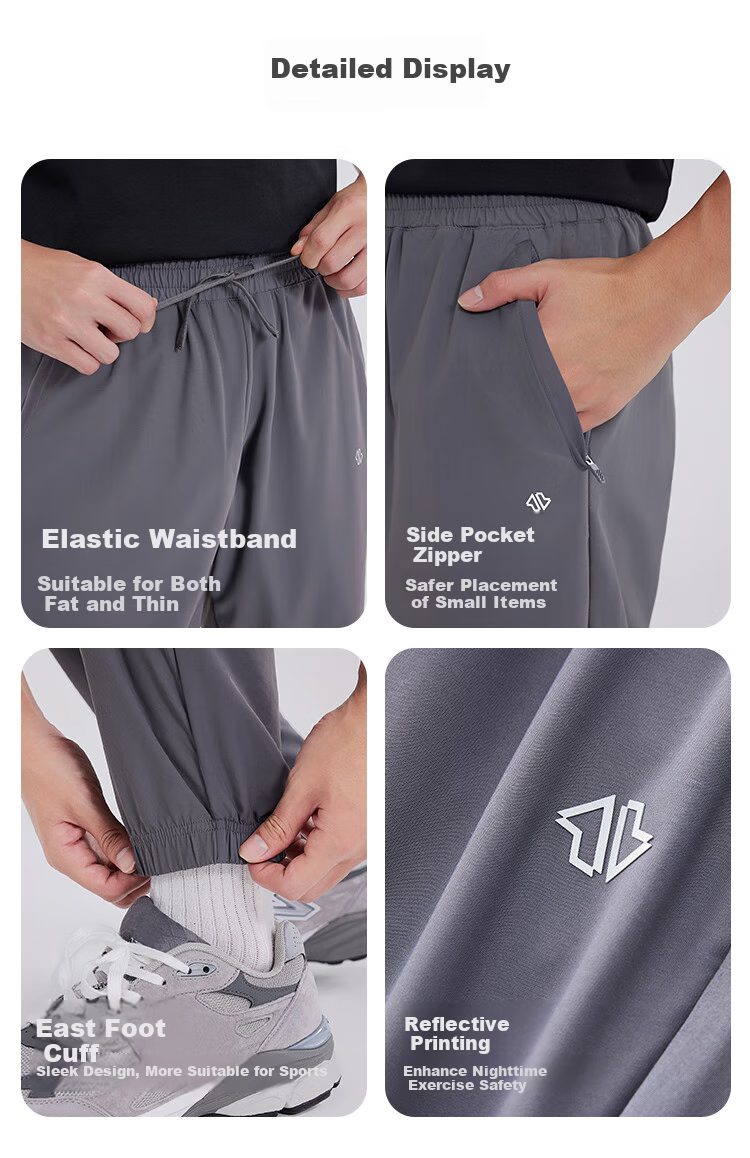 JD Original Ultra-Light Breathable Sports Pants for Men, Knitted And Woven Spliced Athletic Trousers, Spring And Summer Quick-Dry Casual Pants for Men, Dark Gray 3XL 9