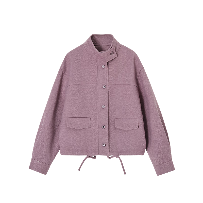 Demana [Low-Key Luxury] Winter Minimalist Stand Collar Large Pocket Drawstring Adjustable Loose Oversized Women's Coat