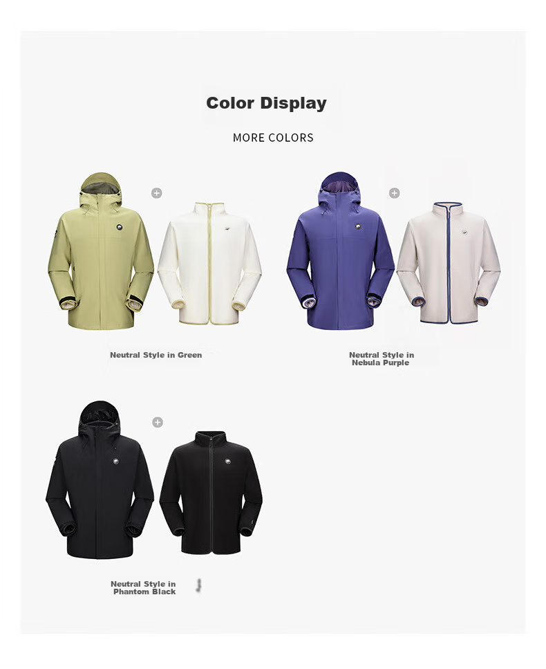 CAMEL Panda Windbreaker, Men's And Women's Three-In Jacket, Outdoor Hiking Wear, A35CA6LB296, Lime Green, Size L 31
