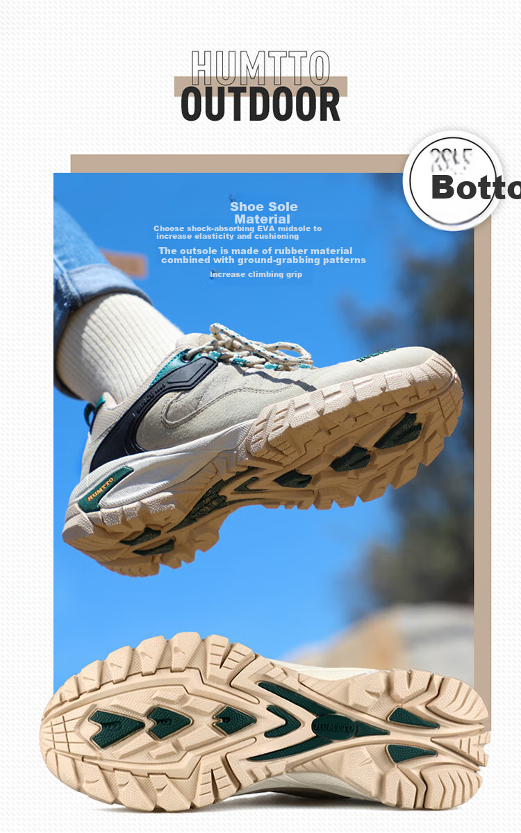 HUMTTO Low-Top Hiking Shoes for Men And Women, Non-Slip Shock-Absorbing Outdoor Mountaineering Shoes, Lightweight Outdoor Casual Shoes, Women's Beige, Size 38 2