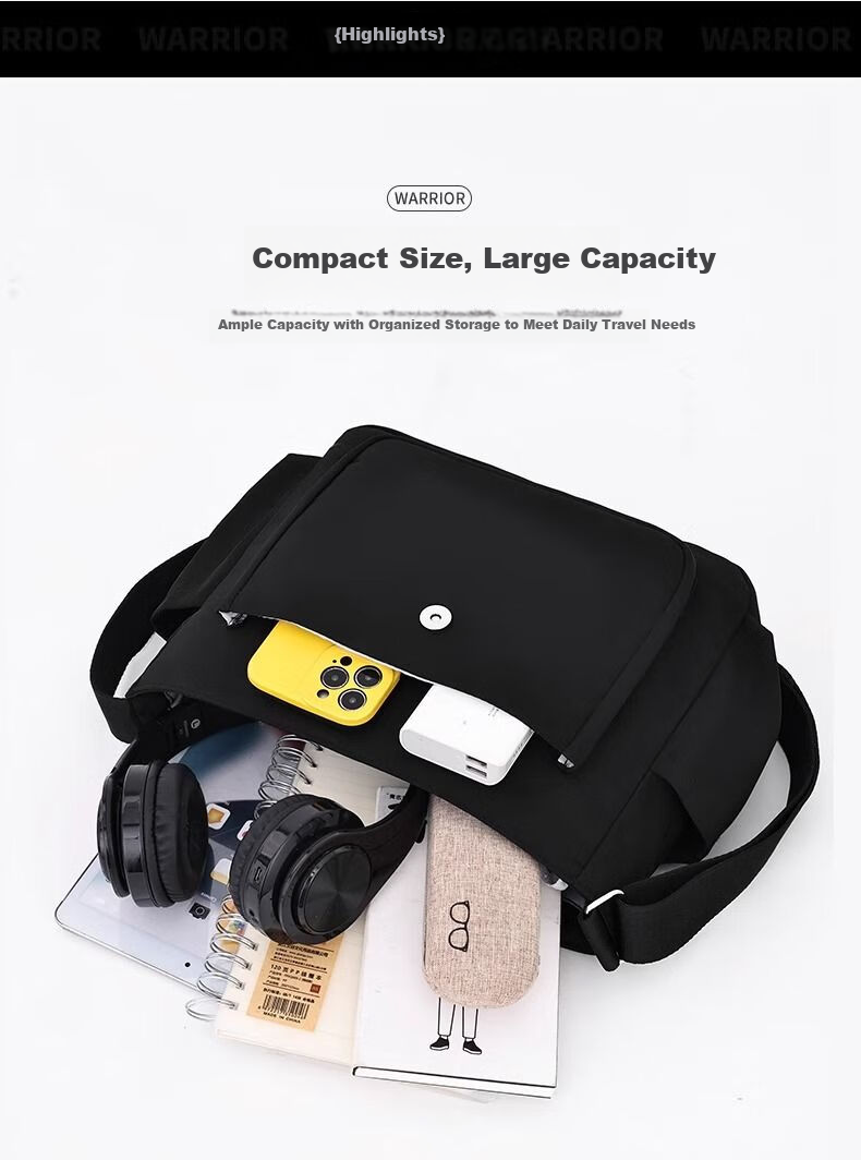 Huili Crossbody Bag, Large Capacity for Men And Women, Casual Shoulder Bag for School, Simple Versatile Lightweight Tablet Bag, Messenger Bag for Students 2