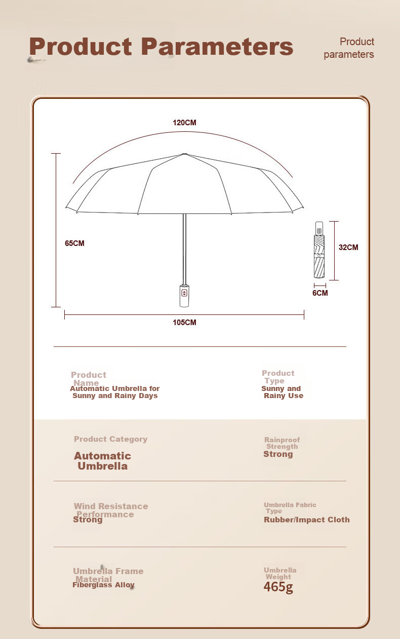 Maoli 24-Rib Fully Automatic Black Umbrella, UV Protection, Windproof, Portable 7