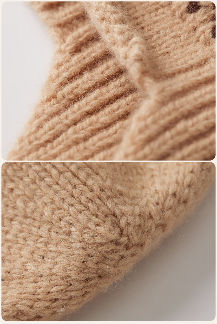 JIUMU Pure Wool Warm Knitted Beanie Autumn Winter Cold Weather Outdoor Ear Protection Hat for Women 6