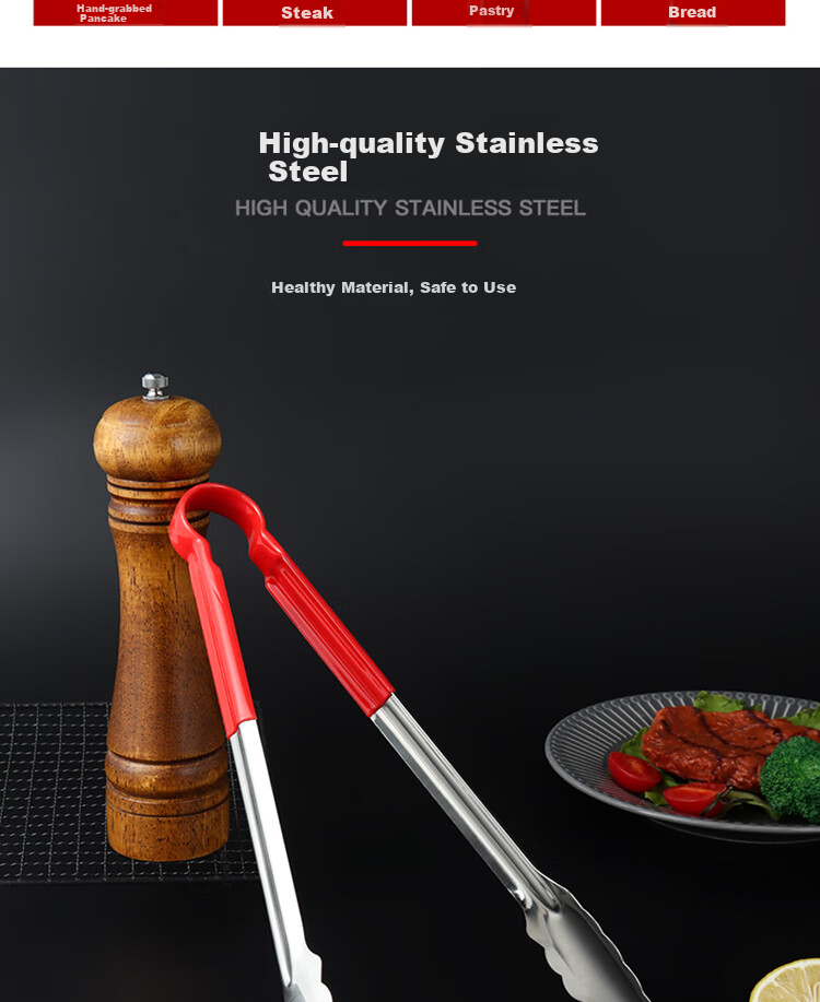 BJ Steak Tongs, Food Tongs Stainless Steel, Bread Tongs, Food Clamps, Cake Tongs, Baking Tongs, Barbecue Tongs, Barbecue Tools 3
