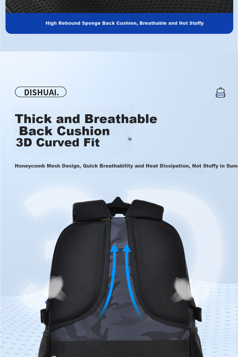 Dishuai Backpack for Middle School Boys, 45L Large Capacity, Spine-Protecting, Load-Reducing, Pressure-Relieving, Lightweight School Bag for Middle And High School Students 6