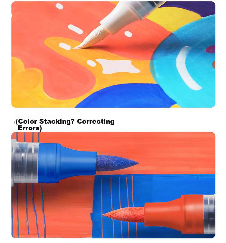Meiletongnian Xiaoyunduo Direct Liquid Acrylic Markers, 36 Colors, Watercolor Pens, Non-Toxic And Washable, for Children, Kindergarten, Elementary School Students, Colorful Pens, Non-Translucent, Stackable Colors, Drawing Paint Pens, Painting Brushes 17