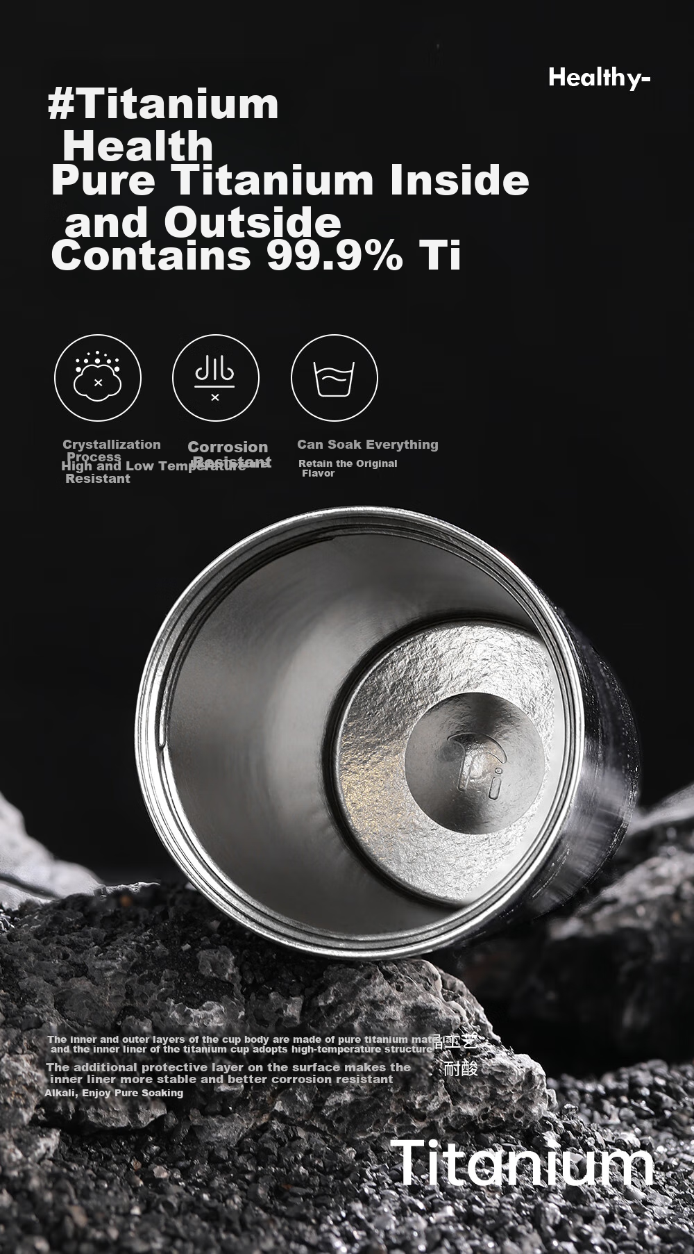 Fuguang Pure Titanium Insulated Water Bottle for Women and Students, Premium Office Portable Tea Cup, 700mL Gift 3