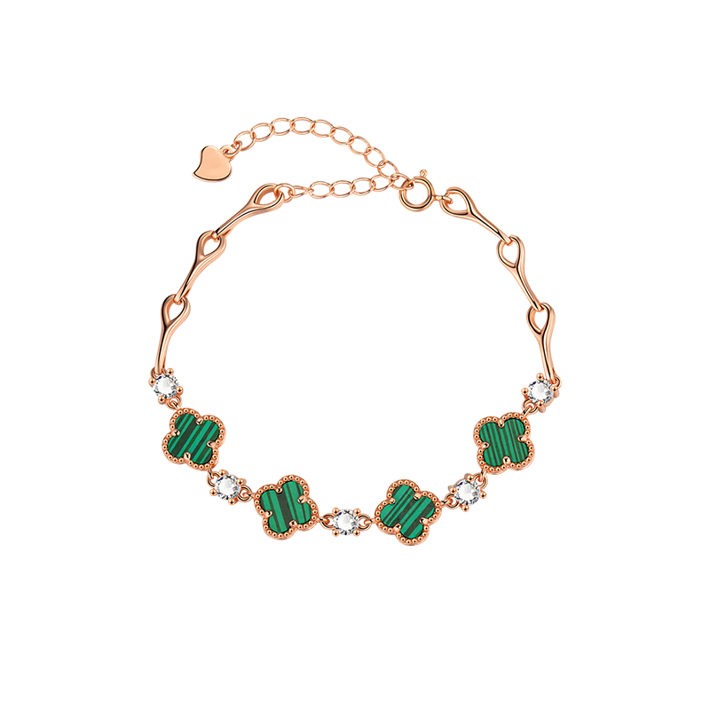 Grace Girl Four-Leaf Clover Bracelet for Women, Rose Gold Jewelry, Practical Anniversary Birthday Gift for Girlfriend
