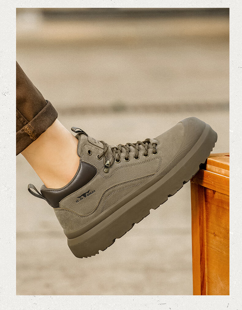 Bull Family Martin Boots Men Autumn Winter New Retro Fashion Round Toe Work Boots Outdoor Thick Sole High Top Shoes 18