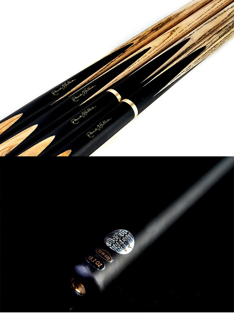 RILEY Pool Cue ROS147, Snooker Small Tip, Black 8 Chinese Eight-Ball, Black Eight Billiard Cue, Detachable, 9.5mm 10