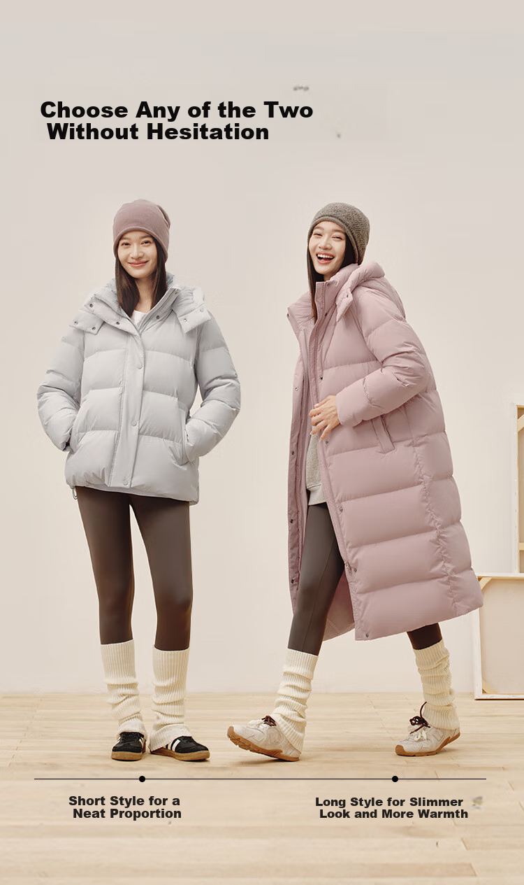 JD Original down Jacket for Women, 90% Duck Down, Puff Mid-Length Style, Fashionable Versatile, Winter New Thick Coat, Pure Gray, Size L 5