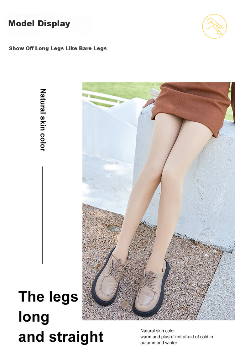 LangSha Nude-Colored Leggings for Women, Outdoor Wear, Bare-Leg Effect, Skin-Like Feel, Autumn And Winter Fleece-Lined, High-Waisted, Tummy Control, Double-Layer Pantyhose with Foot Covers 13