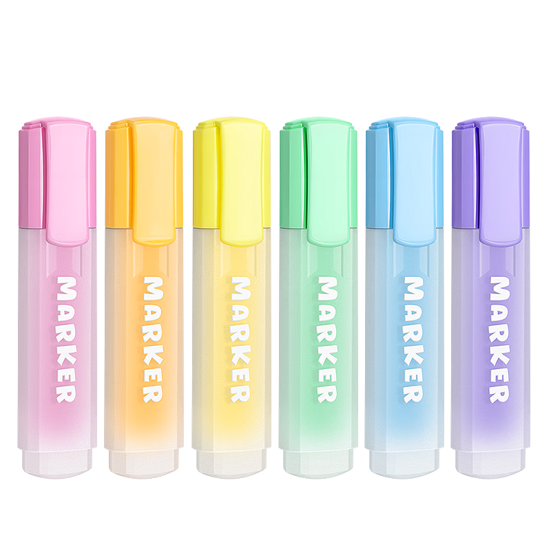 TRUECOLOR Fluorescent Highlighter Pen, Multicolor Marker for Students, Colorful Highlighting Pen for Elementary and Middle School, Handwritten Report Special Pen, High Capacity, 6 Colors/Box
