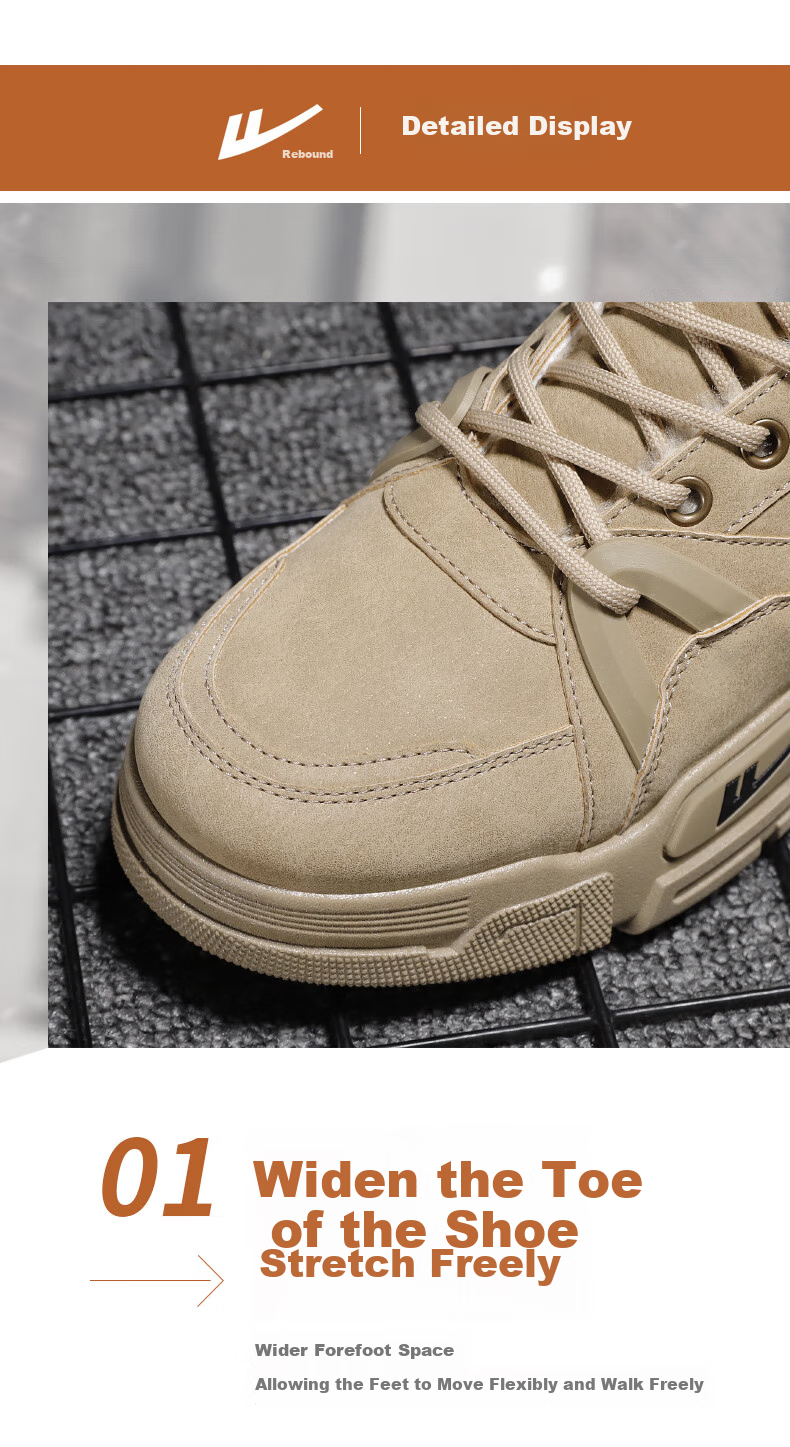 Huili Men's Martin Boots, 2025 Autumn And Winter New Style Men's Fleece-Lined Snow Boots, Warm Work Boots, Cotton Shoes, Khaki, Size 41 3