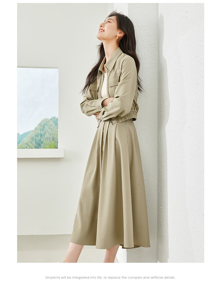 Vimly Women's Stylish Two-Piece Dress Set Spring New Elegant High-Quality Top Gray M 15