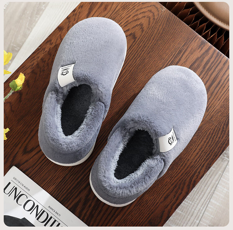 Dazuihou Genuine Cotton Slippers for Men And Women, Autumn Winter Indoor Home Warm Plush Thick-Soled Non-Slip Slippers, Leather Red Size 38-39 9