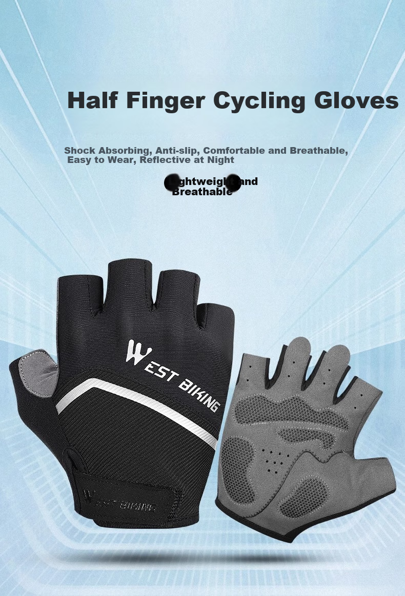 WestBiking Bicycle Fingerless Riding Gloves, Breathable Short Fingers for Summer And Autumn Seasons 1