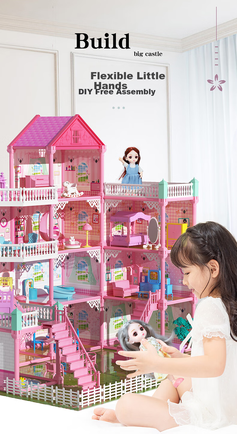 Guou Toy, Girls' Dollhouse, Dress-Up Playset, Princess Castle Gift Box, Children's Birthday Present 4
