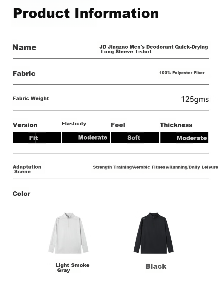 JD Original Summer Sports T-Shirt for Men, Running Fitness Training Base Layer Long-Sleeve Quick-Dry Top Premium Clothing, Black XL 24