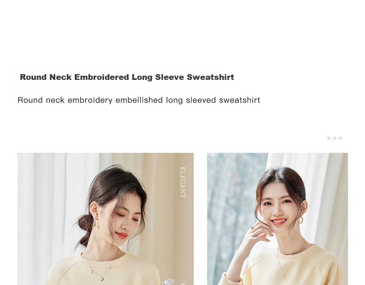 PinCai Relaxed Fit Sweatshirt for Women, Solid Color Round Neck Simple Loose Sweatshirt, Fashionable Casual Versatile Top P143W1031 19