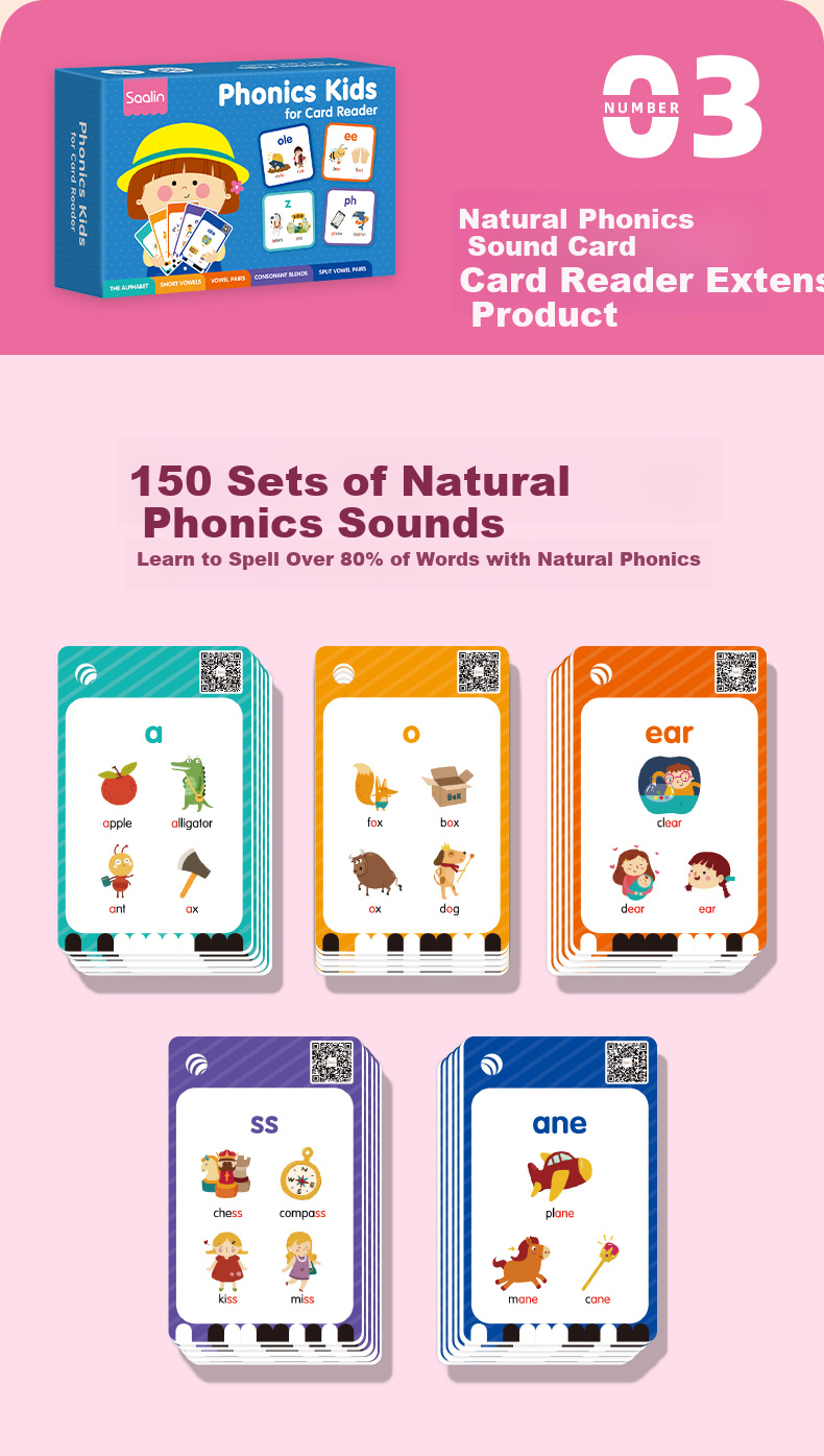 Shalin SAALIN English Enlightenment, 220 High-Frequency Words Flashcards, Children's Toy Sight Words for First Grade 21