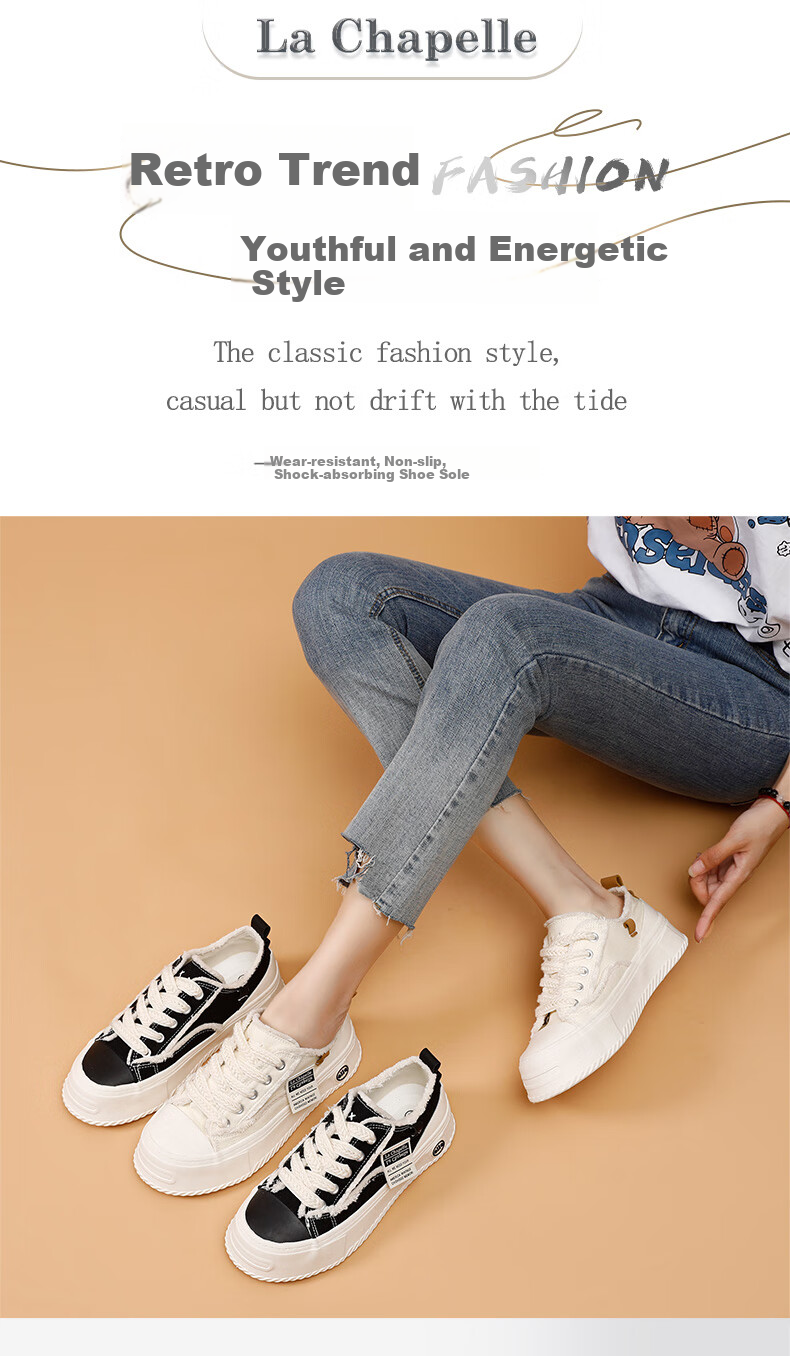 La Chapelle Women's Sneakers, New Versatile Thick-Soled Casual Shoes, Low-Top Soft-Bottomed Sports Shoes for Women-002 Beige 37 1