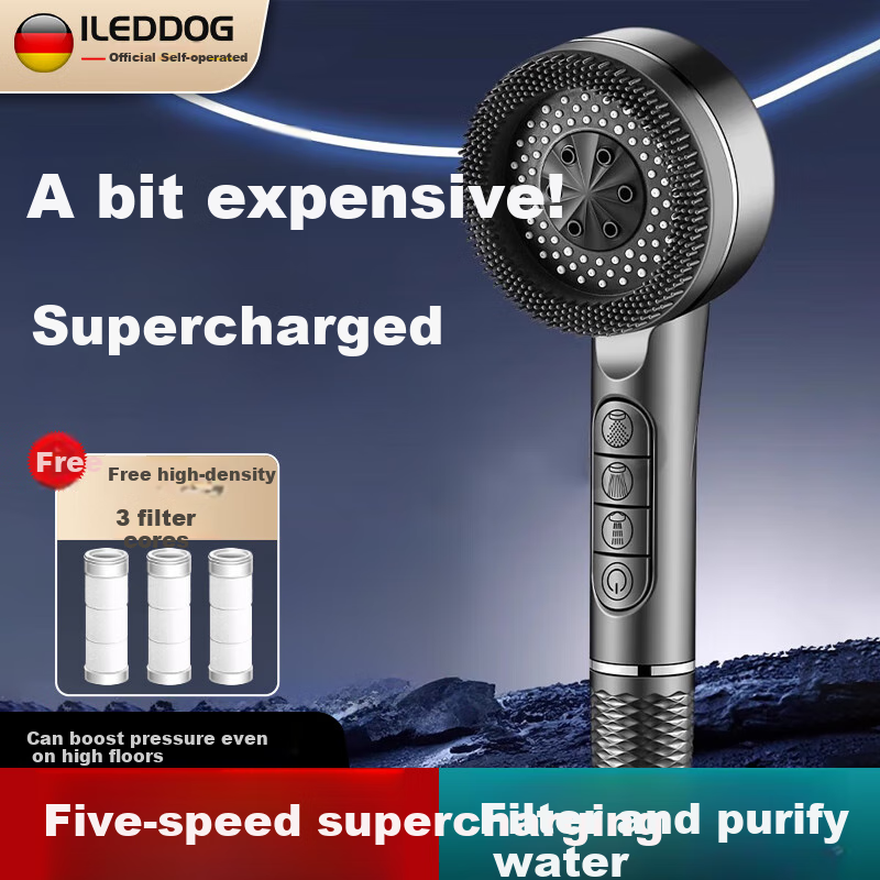 ILeddog [Germany] High-Pressure Shower Head Set with Extra Strong Pressure Bathroom Massage Sprayer TY001