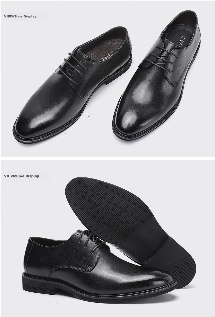 C.BANNER [Top-Grain Leather] Classic Business Men's Shoes, Casual Leather Shoes, Formal Derby Shoes, Suit Wedding Shoes, Black, Size 42 7