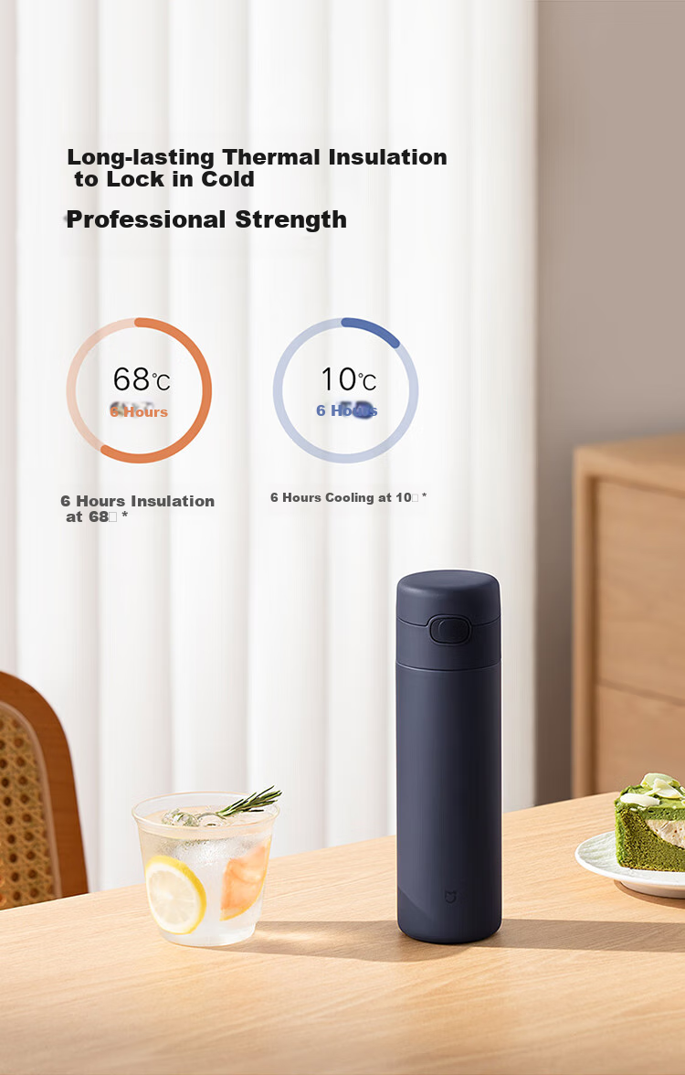MIJIA Insulated Mug with Pop-Up Lid, Hot And Cold Cup, 480ml, Portable, Stainless Steel, Car-Friendly Water Bottle, Bamboo Green Color 8
