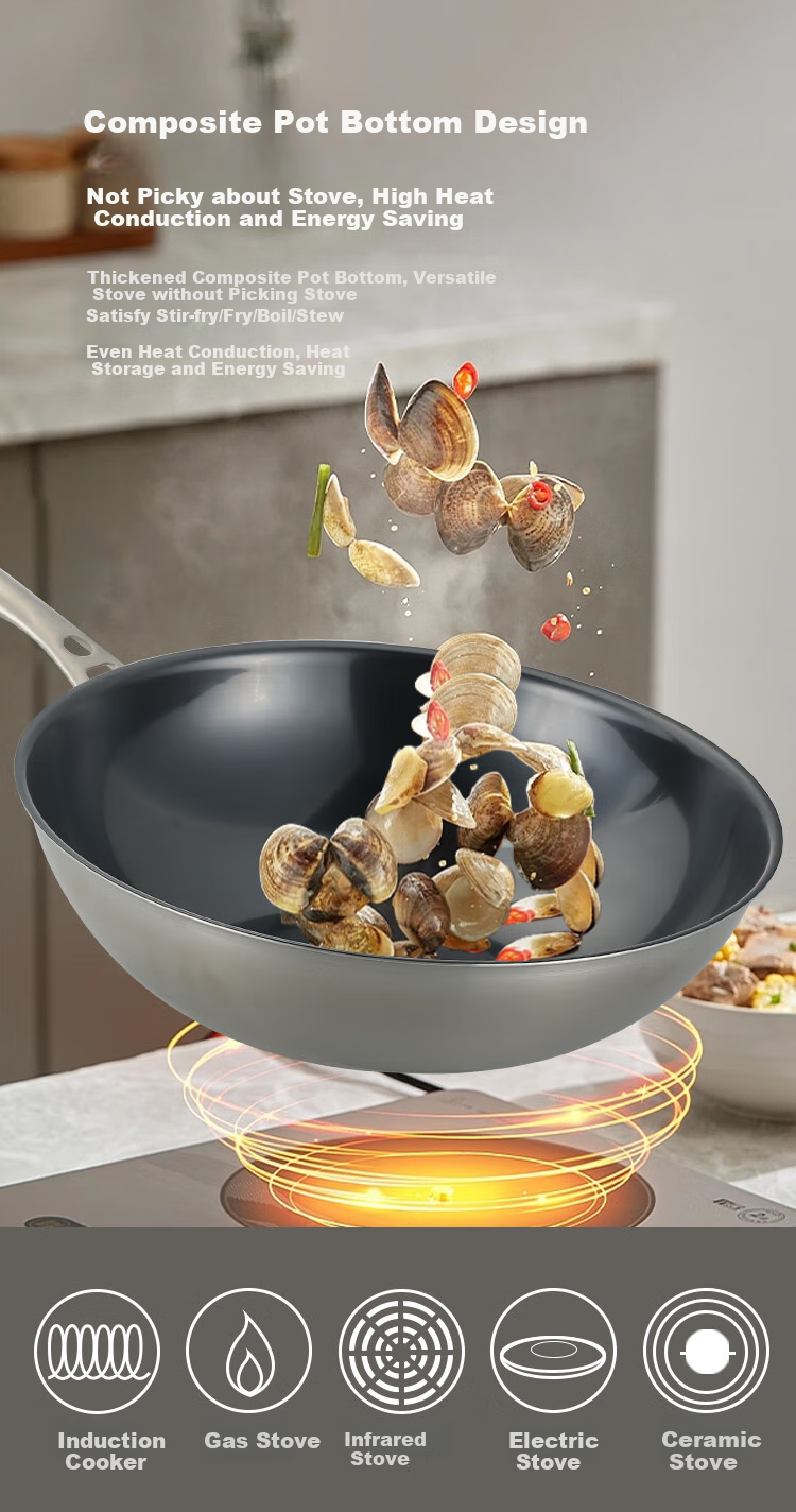 Amos Pure Titanium Wok with Lid, 32cm, Low Smoke, Healthy, 100% Pure Titanium Plate Material, Compatible with All Stoves, AS-CG308T 12