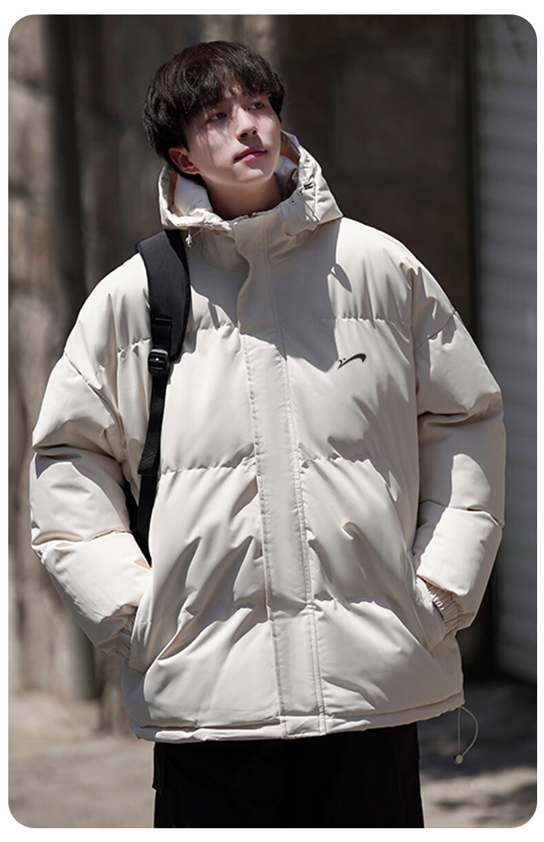Guirenniao Autumn Winter Men's Hooded Cotton Padded Jacket Thickened Warm Windproof Coat Gray Green 2XL 13