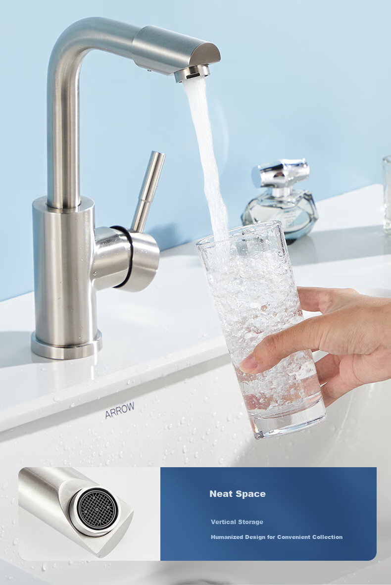 ARROW Gunmetal Basin Faucet, 304 Stainless Steel Body, Bathroom Hot And Cold Tap, Washbasin Rotating Faucet 7