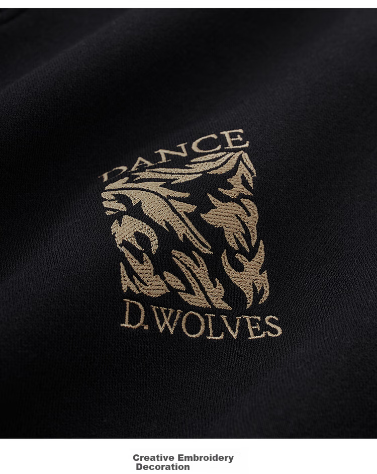DANCING WOLVES [7A Antibacterial & Anti-Static] Exquisite Embroidery, Durable, Easy-Care, Skin-Friendly Comfortable Men's Sweatshirt, 503 Purple 11
