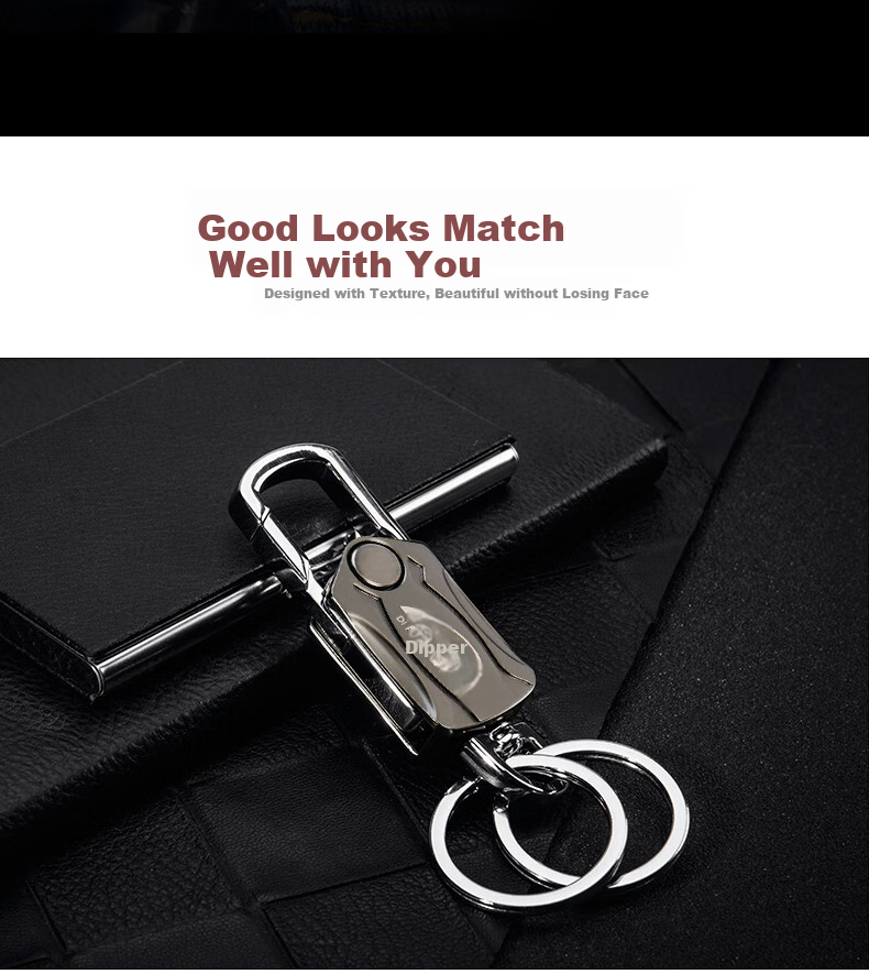 Dipuer Car Key Chain, Men's Metal Key Ring, Creative Gift, Wine Bottle Opener, Finger Spinner 5
