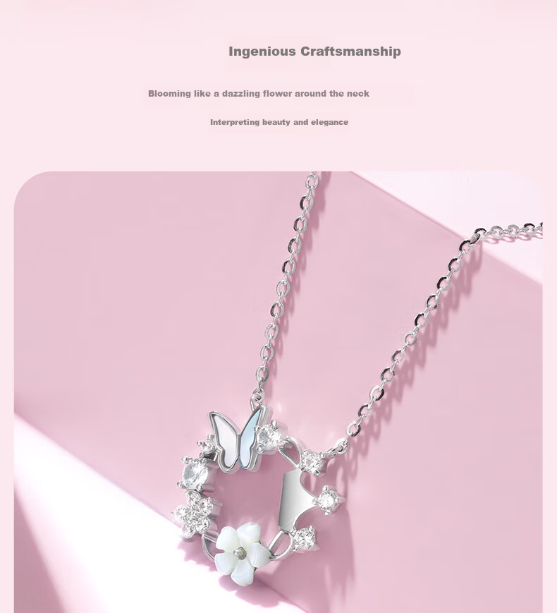 Disney Butterfly Promise Silver Necklace for Women, Runaway Princess Butterfly Necklace, Elegant Birthday Gift for Girlfriend 6