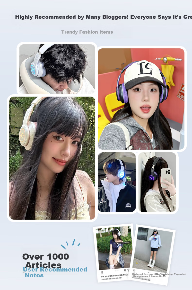 Chenfeng Pokemon Wireless Bluetooth Headphones with Long Battery Life, Gaming, Music, Sports Headphones, Birthday Gift, Compatible with Apple, Huawei, Xiaomi, Universal PM03 Arora Six Tails 1
