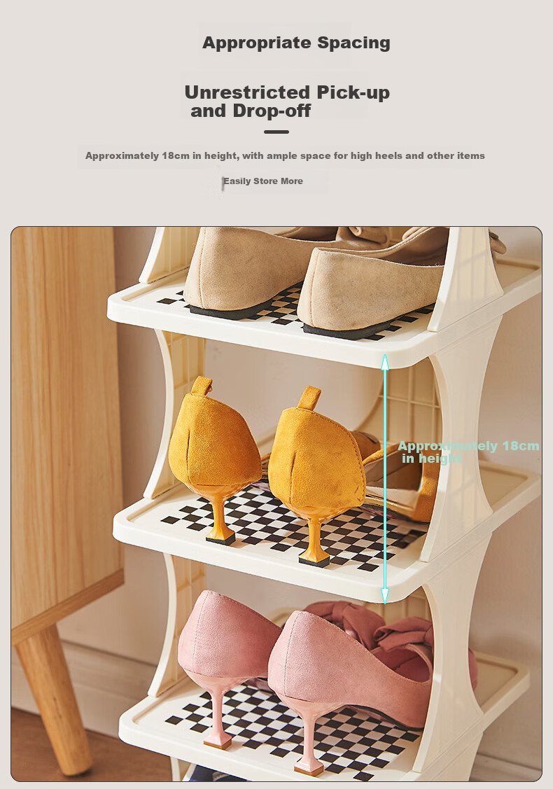 Yijia Shoe Rack, Simple Shoe Rack, Multi-Layer Shoe Cabinet for Home Entrance And Foyer, Checkered Pattern - Seven Layers - Widened Versio 5