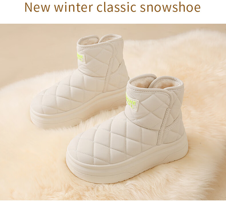 CARTELO Women's Winter Snow Boots Fleece-Lined Martin Boots Warm Cotton Casual Shoes 1653 Beige Size 38 4