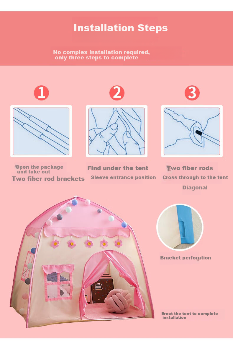 Little Dove Children's Tent Indoor Playhouse/home Princess Castle Toy for Girls, Pink Castle (Mat Not Included) 16