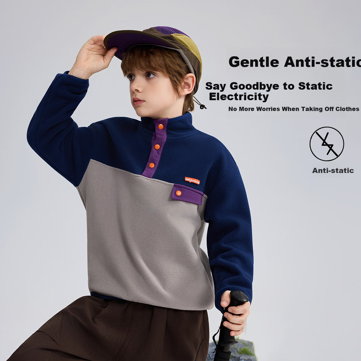 ASK JUNIOR Children's Clothing, Kids' Sweatshirt Autumn Wear, Big Children's Durable Fleece Jacket, Boys And Girls Polar Fleece Sweatshirt, Gray, Size 130