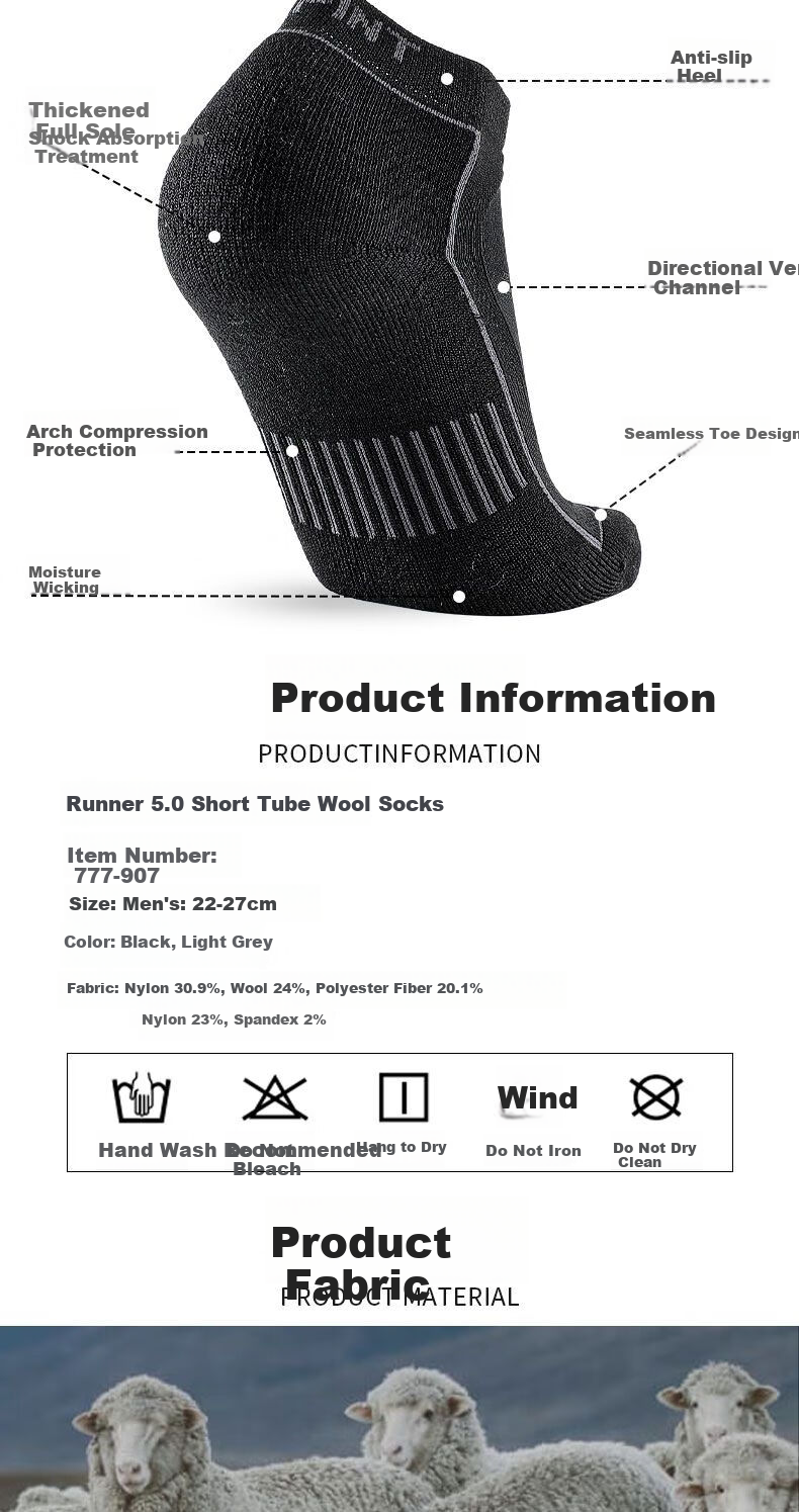 ALPINT MOUNTAIN Merino Wool Socks, Professional Marathon Running Socks, Beautiful Sports Socks for Men, Moisture-Wicking And Sweat-Absorbing 1