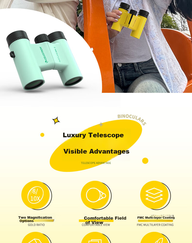 Celestron Nature DX 8x21 White High-Power Professional Stylish Portable Binoculars for Mobile Phone Outdoor Hiking Concert 2