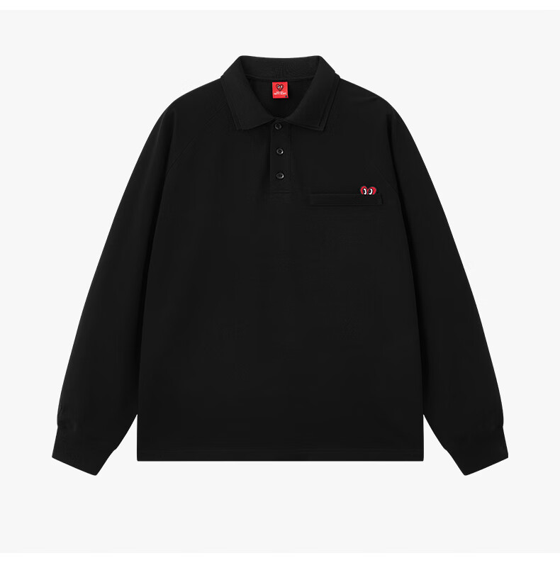 Charles Peach Heart Vintage Polo Shirt Unisex Autumn Trendy Loose Fit Classic Collar Solid Color Couple Long Sleeve Light Heather Gray XS 12