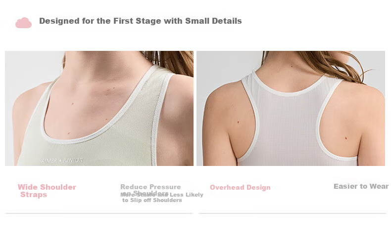 AIMER JUNIOR Bra Vest-Style Puberty Development Underwear, Sports Quick-Dry Antibacterial Ice Silk, Three-Stage - Light Bean Green, 170 9