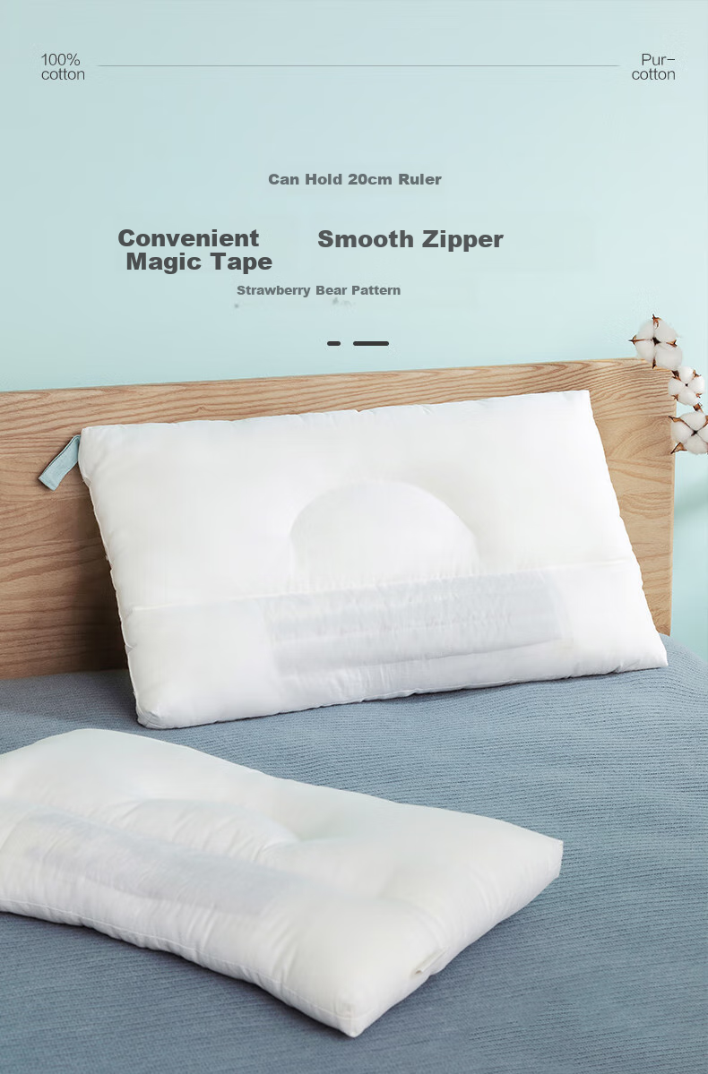 PurCotton Pillow, 100% Cotton, Adult Knitted Brushed Comfortable Pillow Core, Deep Sleep - Gray Striped Pillow, 45×70cm 1