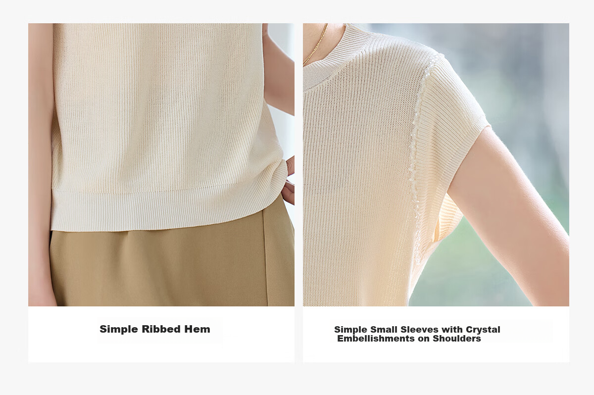 PinCai Women's Summer Solid Color Short-Sleeve Knitted T-Shirt, Distinctive Base Layer Top P52T077 6