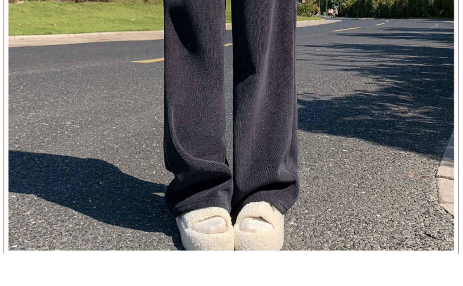 Langsha Women's Casual Pants, New Spring And Autumn 2026 Style, Petite Fleece-Lined Wide-Leg Pants, Korean-Style Slimming And Heightening Effect, European Velvet Trousers 6