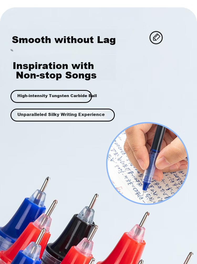 JD Original [Best-Selling Product] Full Needle Tube Direct Liquid Rollerball Pen, 1100m Quick-Drying Gel Pen, Signature Pen, Business Office Student Exam Writing Pen, Blue, 12-Pack 12